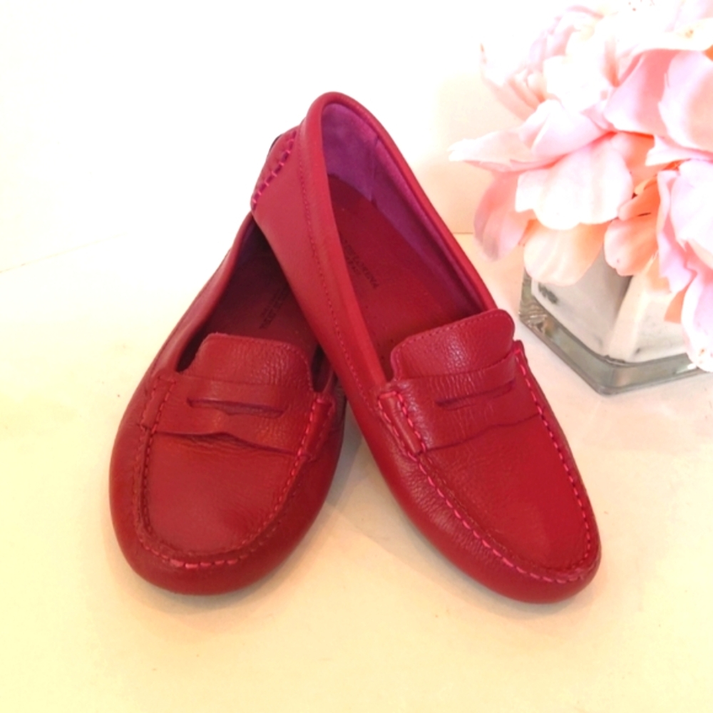 Claudio De Lorena pink leather penny loafers